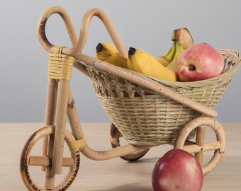 Handvävd bambu trehjulingsskål för frukt | Boho bordsdekoration P37