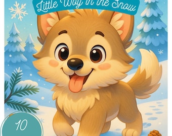 Winter Animal Coloring Book: Little Wolf Story, PDF & PNG (Digital Download)