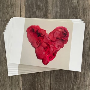 Conjunto de impressão de cartão postal Rose Heart Collage Art
