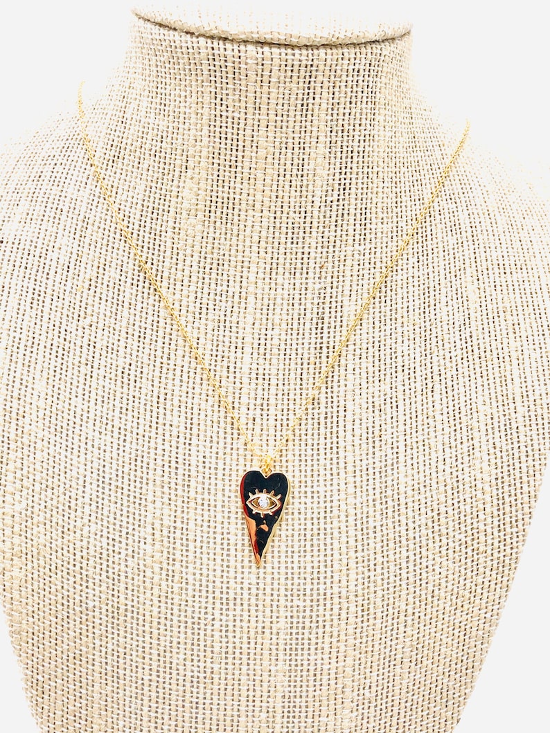 Evil Eye NecklaceCZ NecklaceHeart NecklaceLayering Necklace