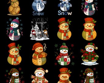 Retro Patchwork Christmas Png Bundle, Merry Christmas Png, Christmas Patchwork Png, Christmas Coquette Snowmen Png, Tis The Season Png