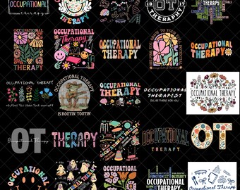 Occupational Therapy PNG Bundle, OT Therapist Sublimation Designs, Retro Floral Occupational Therapy Digital Download for Shirts Mugs