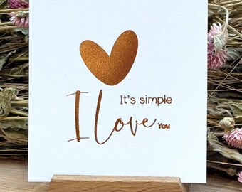 1st Wedding Anniversary Gift - 'I love you' handmade foiled print