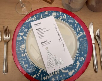 Luxury Personalised combined Christmas Menu and place card