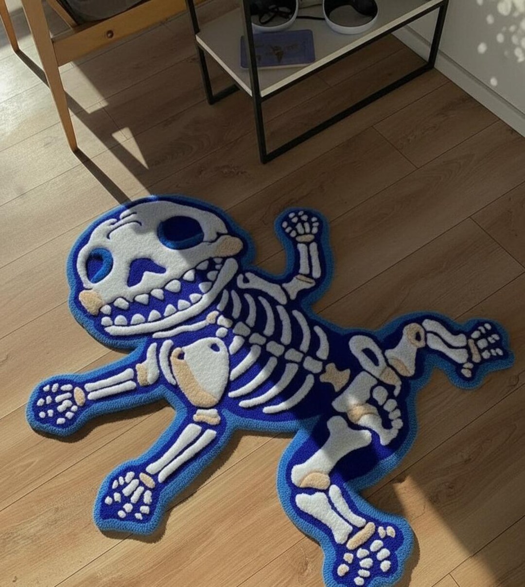 Creepy Blue Skeleton Rug | Custom 3D Hand-tufted Animal Skull Carpet ...