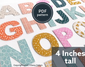 4 Inch Fabric Alphabet Letters and Numbers Pattern Template