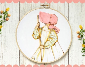 Holly Hobbie Embroidery Hoop Art: Nursery decor, wall art, girls room decor