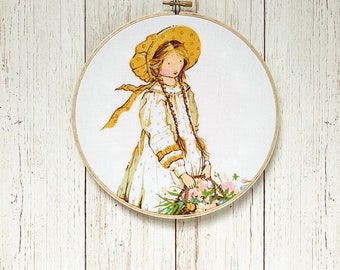 Holly Hobbie Embroidery Hoop Art: Nursery decor, wall art, girls room decor