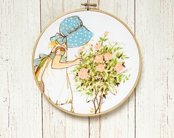 Holly Hobbie Embroidery Hoop Art: Nursery decor, wall art, girls room decor