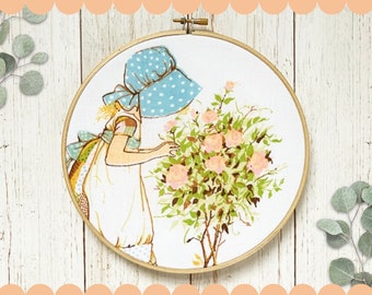 Holly Hobbie Embroidery Hoop Art: Nursery decor, wall art, girls room decor