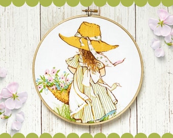 Holly Hobbie Embroidery Hoop Art: Nursery decor, wall art, girls room decor