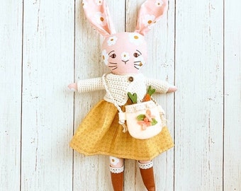 Handmade Bunny Doll: pink bunny rabbit doll