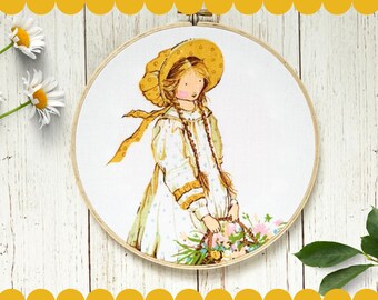 Holly Hobbie Embroidery Hoop Art: Nursery decor, wall art, girls room decor