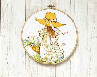 Holly Hobbie Embroidery Hoop Art: Nursery decor, wall art, girls room decor