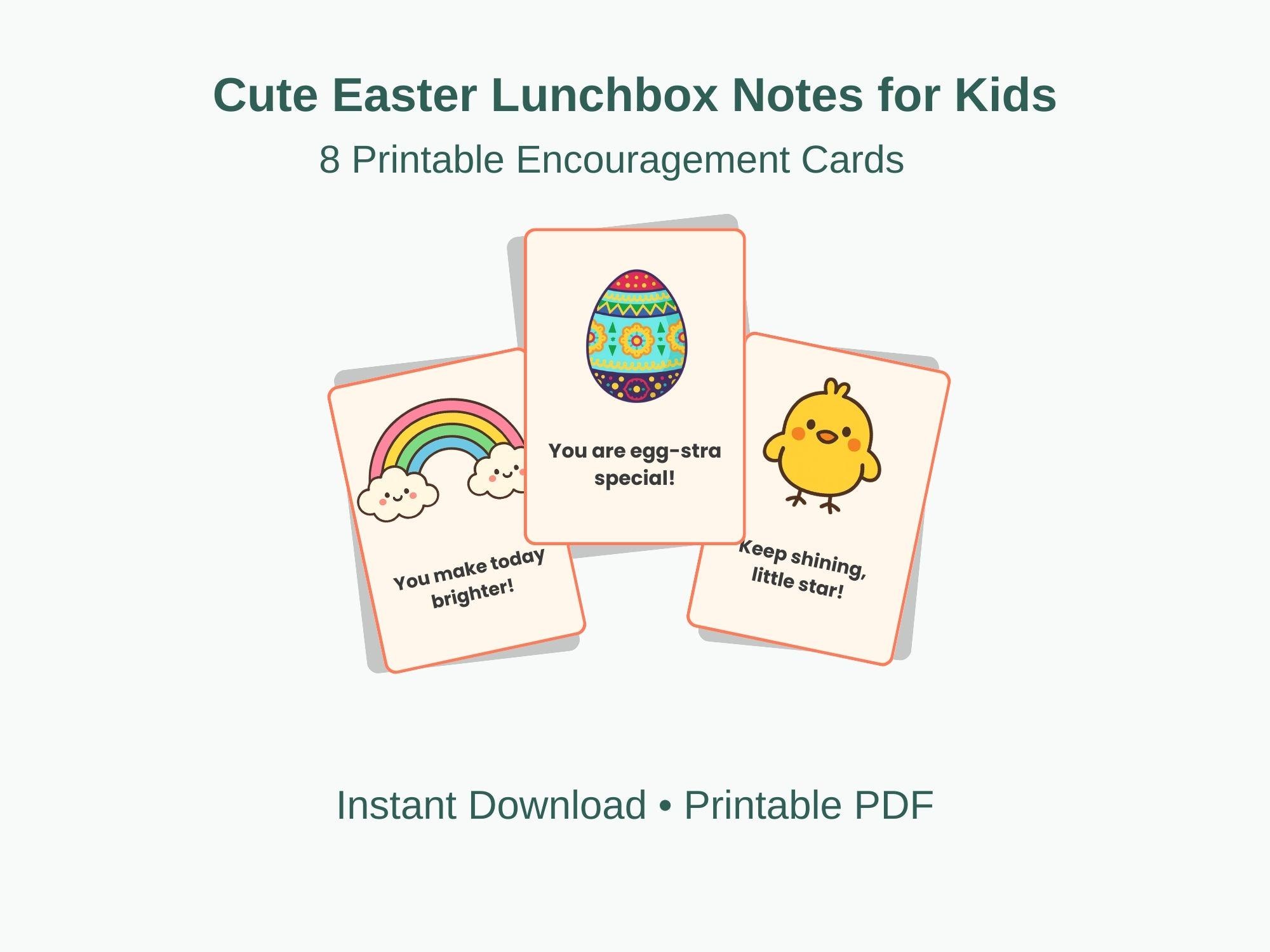 Easter Lunchbox Notes for Kids | Printable Encouragement Cards (digital ...