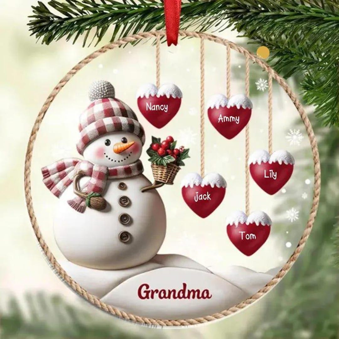 Personalized Snowman Family Ornament: Custom Acrylic Xmas Gift - Etsy