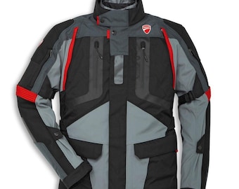 Chaqueta de moto Ducati Strada C4 Adventure – Gris y negro. Equipamiento de turismo. Chaqueta Ducati.