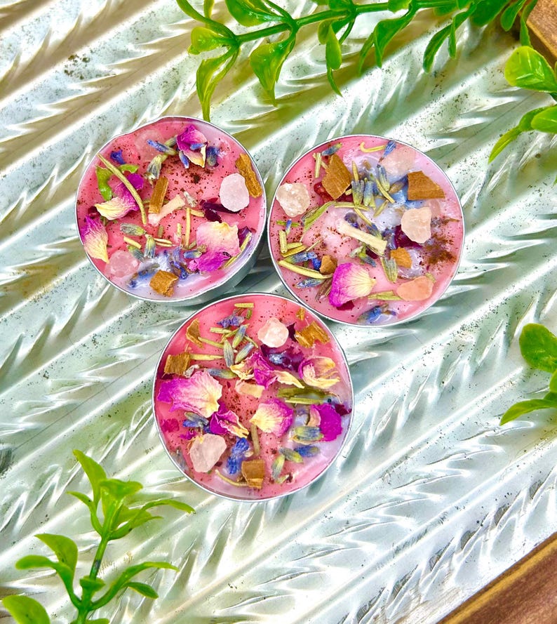 Beauty / Self Love / Glamour / Glam / Divine Feminine / Girly Girl Pink Tea Light Candles image 3