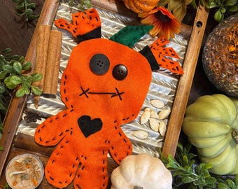 Orange Pumpkin Poppet Doll: Fall Harvest Spellwork Ritual Item