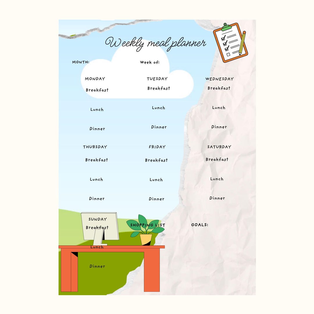 Weekly Family Meal Planner Printable - Etsy Australia