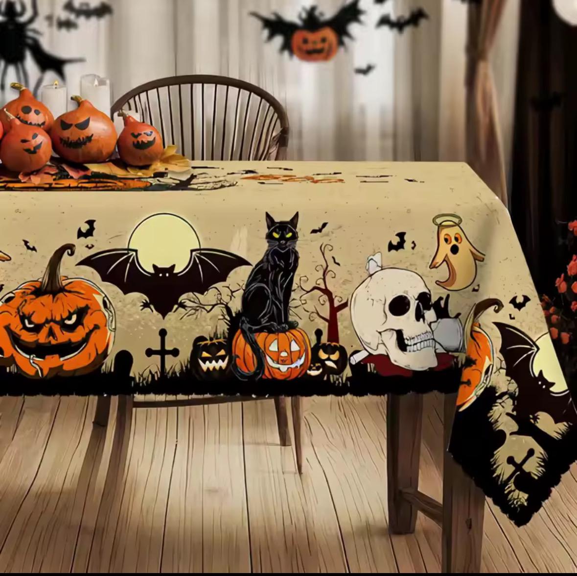 Halloween Tischdecke Wasserdicht - Mit Kürbis Und Geister-Motiv
