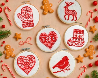 Nordic Christmas Ornaments Cross Stitch PDF