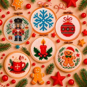 Christmas Cross Stitch Patterns • Mini Ornament Set (PDF)