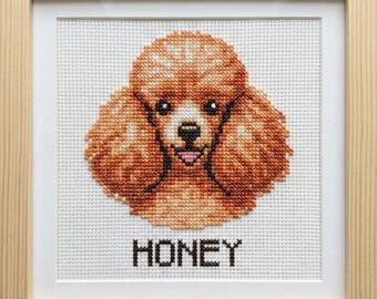 Personalized Poodle Cross Stitch Pattern PDF, Dog Portrait Embroidery Chart (Instant Download)