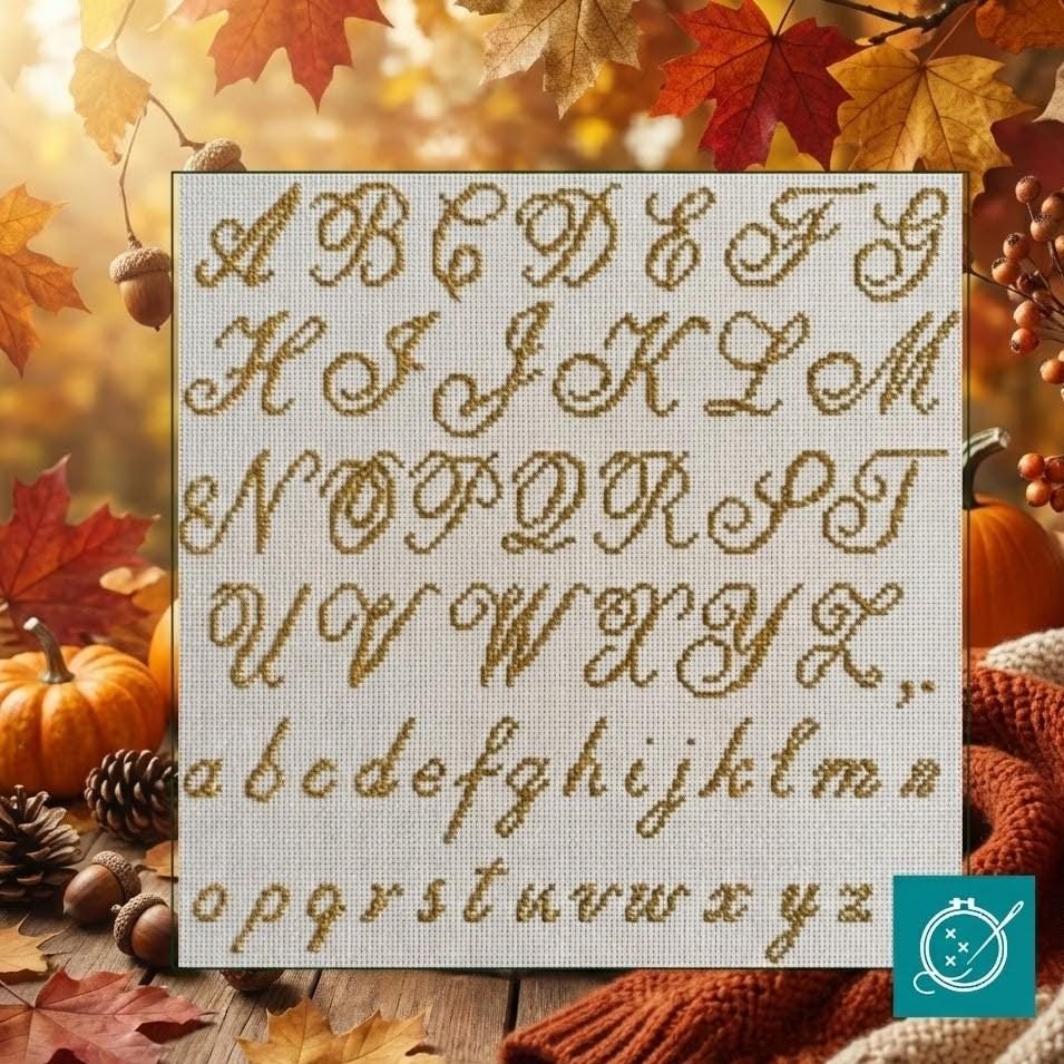 Cursive Crochet Patterns Elegant Cursive Cross Stitch Alphabet Pattern PDF - Wedding Sampler ...