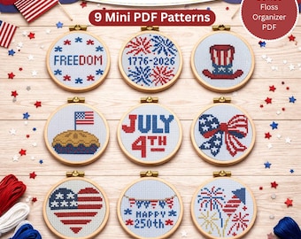 America 250 Mini Cross Stitch Patterns Bundle (9 PDF Designs)