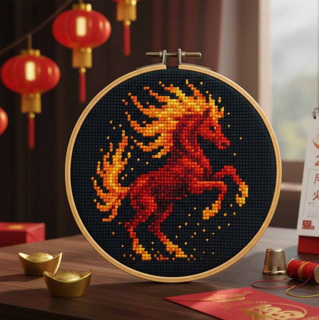 Fire Horse Cross Stitch Pattern - Etsy