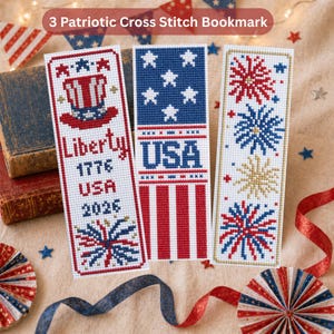 3 Patriotic Cross Stitch Bookmark Patterns (PDF Download)