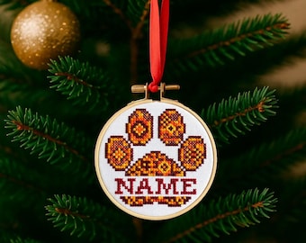 Pfotenabdruck Weihnachten Kreuzstichmuster