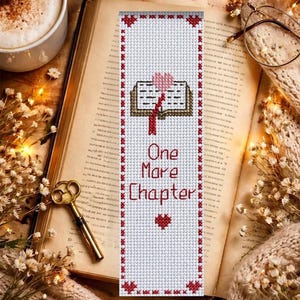 One More Chapter Bookmark Cross Stitch Pattern PDF, Book Lover Gift