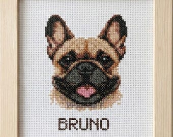 French Bulldog Cross Stitch Pattern | Personalized Dog Portrait (PDF Embroidery Chart)