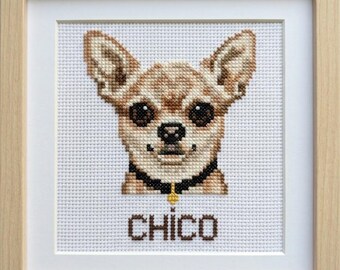 Chihuahua Portrait Cross Stitch Pattern | With Custom Name (PDF)