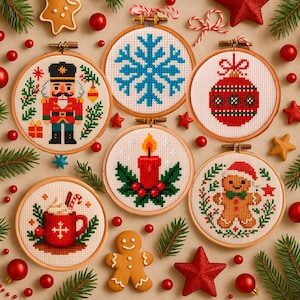 Christmas Cross Stitch Patterns • Mini Ornament Set (PDF)