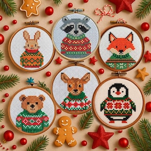 Woodland Animals Cross Stitch Pattern – Mini Ornament Set (PDF)