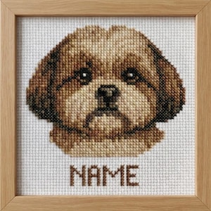 Kruissteekpatroon shih Tzu-portret: gepersonaliseerde naam (pdf)