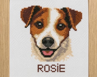 Jack Russell Cross Stitch Pattern: Personalized Dog Portrait (PDF)