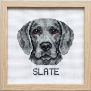 Personalized Weimaraner Cross Stitch Pattern, Custom Dog Portrait Embroidery Design (PDF Download)