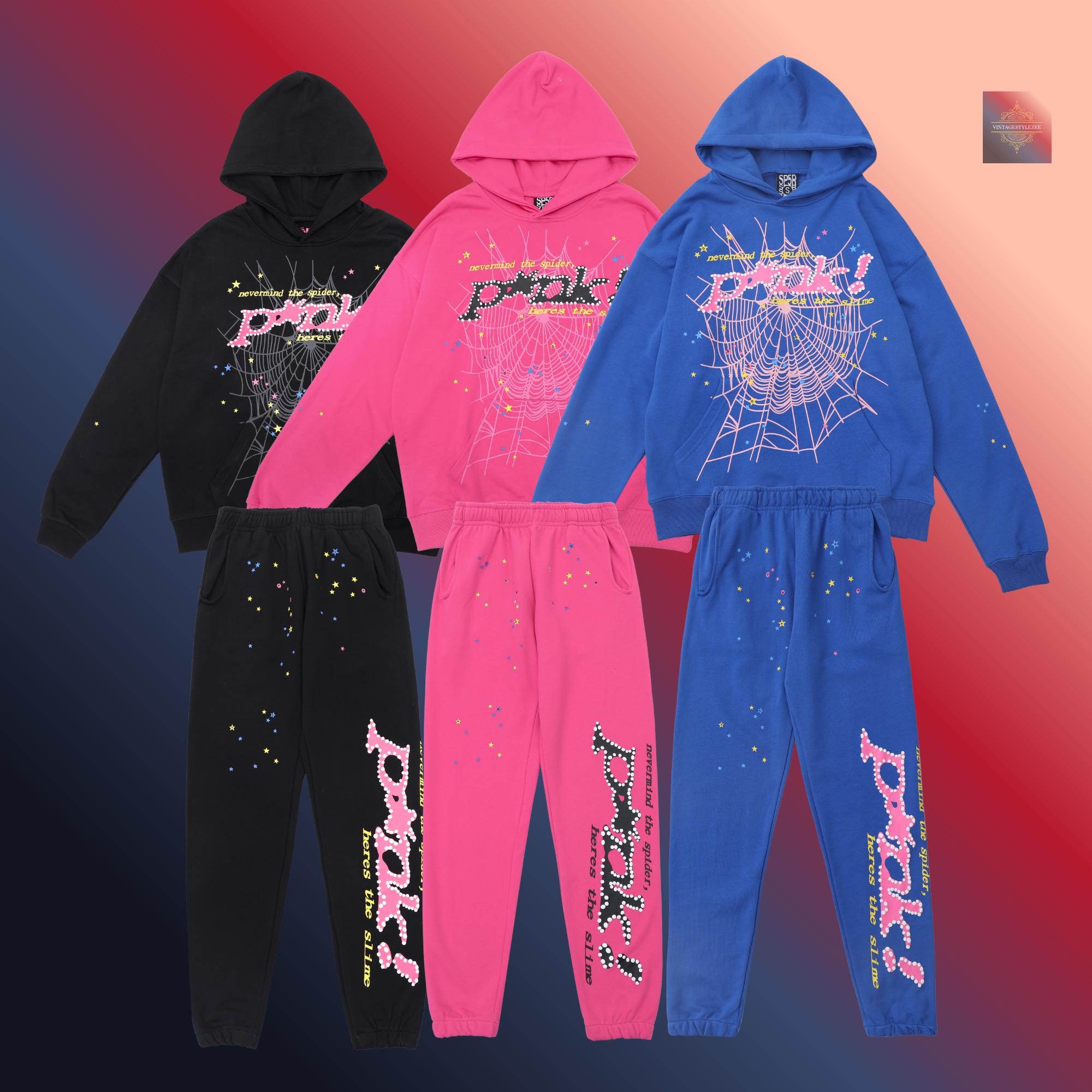 Sp5der Pink Hoodie and Sweatpants - Etsy