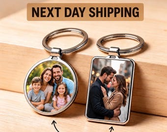 Personalised Photo Keyring Gift, Custom Photo Keychain for Men, Engraved Picture Key ring, Memorial Gift, Keepsake Gift for Him, photo gifts