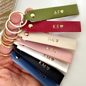 Personalised keyring, Vegan Leather Keychain, custom keychain with initials, Engraved Keyring Gift for him, Her, mum, Couples, birthday gift