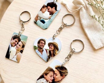 Custom Photo Keyring | Double-Sided photo Keychain | Personalised Gift for Mum and Dad | Photo Keepsake | Birthday Christmas Gift Him & her