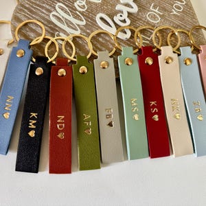 Personalised keyring, Vegan Leather Keychain, custom keychain with initials, Engraved Keyring Gift for him, Her, mum, Couples, birthday gift image 7
