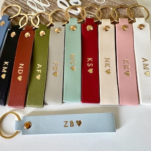 Personalised keyring, Vegan Leather Keychain, custom keychain with initials, Engraved Keyring Gift for him, Her, mum, Couples, birthday gift image 8