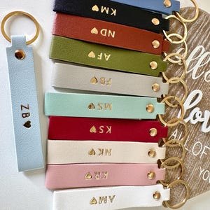 Personalised keyring, Vegan Leather Keychain, custom keychain with initials, Engraved Keyring Gift for him, Her, mum, Couples, birthday gift image 11
