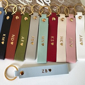 Personalised keyring, Vegan Leather Keychain, custom keychain with initials, Engraved Keyring Gift for him, Her, mum, Couples, birthday gift image 10