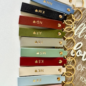 Personalised keyring, Vegan Leather Keychain, custom keychain with initials, Engraved Keyring Gift for him, Her, mum, Couples, birthday gift image 6